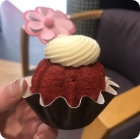 Red velvet cupcake with cream cheese frosting