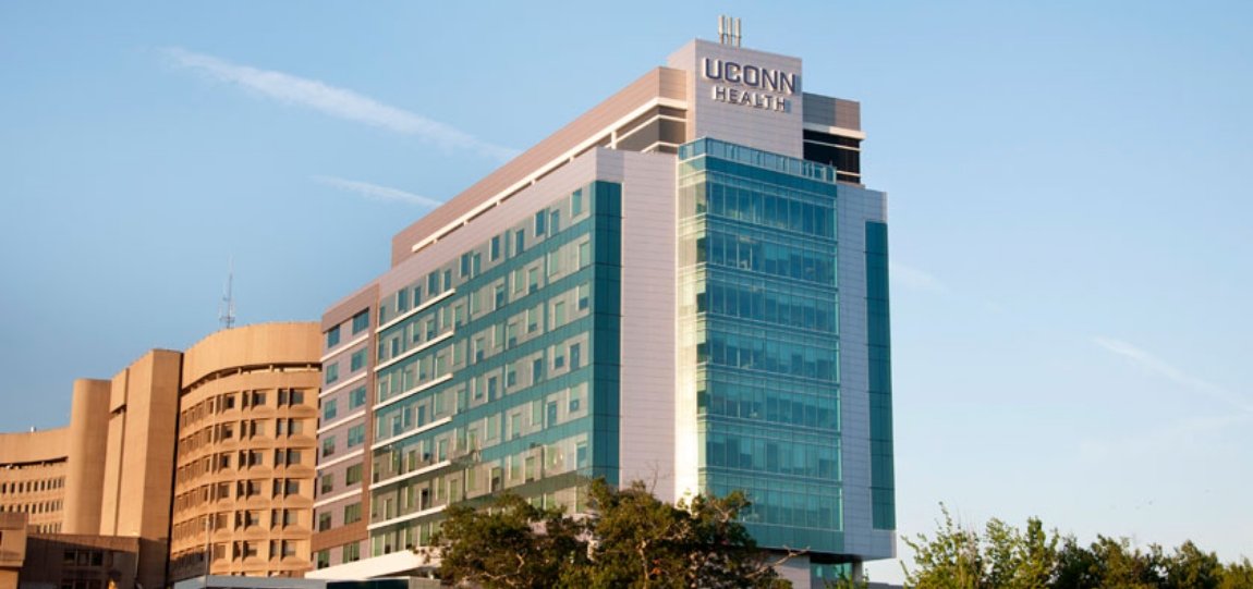 Exterior of large building at UConn Health